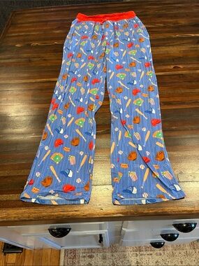 Women’s little sleepies Blue Baseball-Print Pajama Pants medium